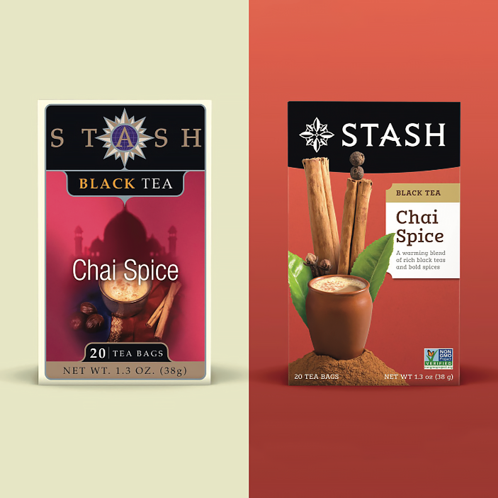2018 Stash Tea embraces a new look that showcases the core of the brand: bright, bold colors and a focus on delicious ingredients.