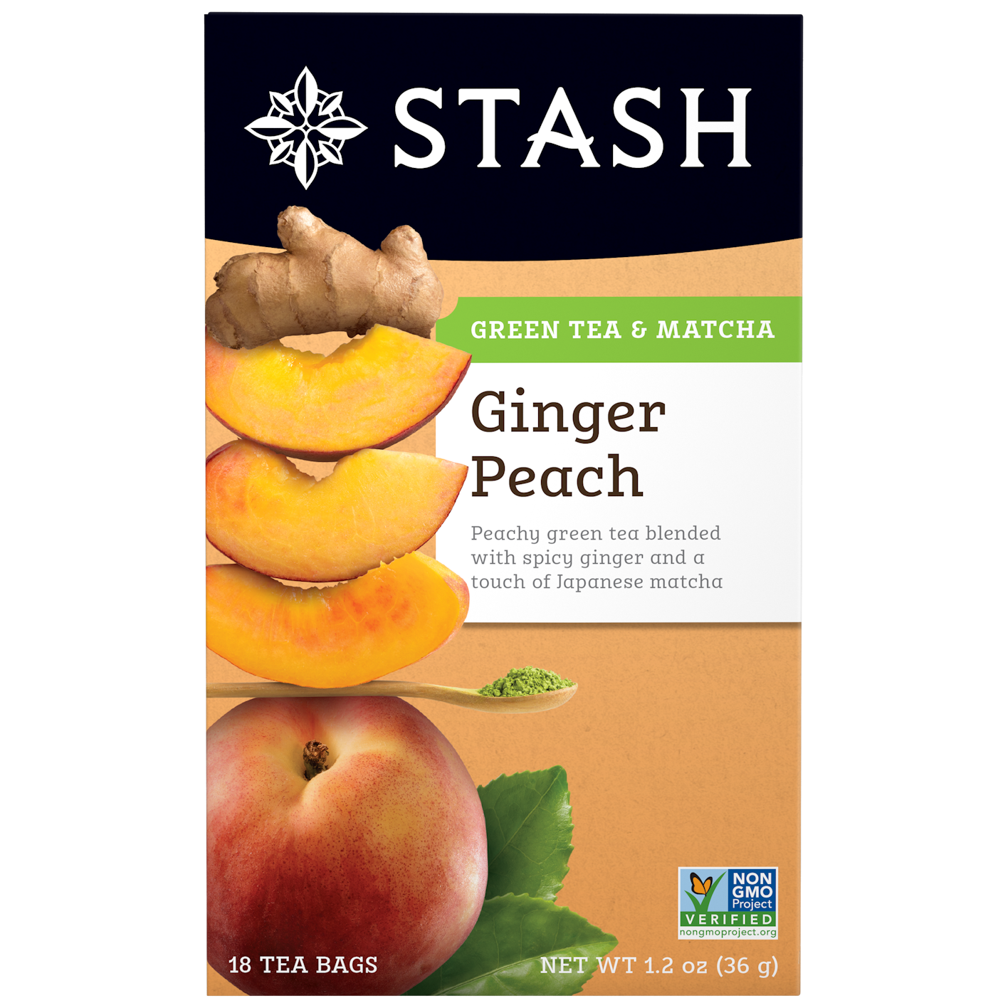 Ginger Peach Green Tea Bags | Stash Tea