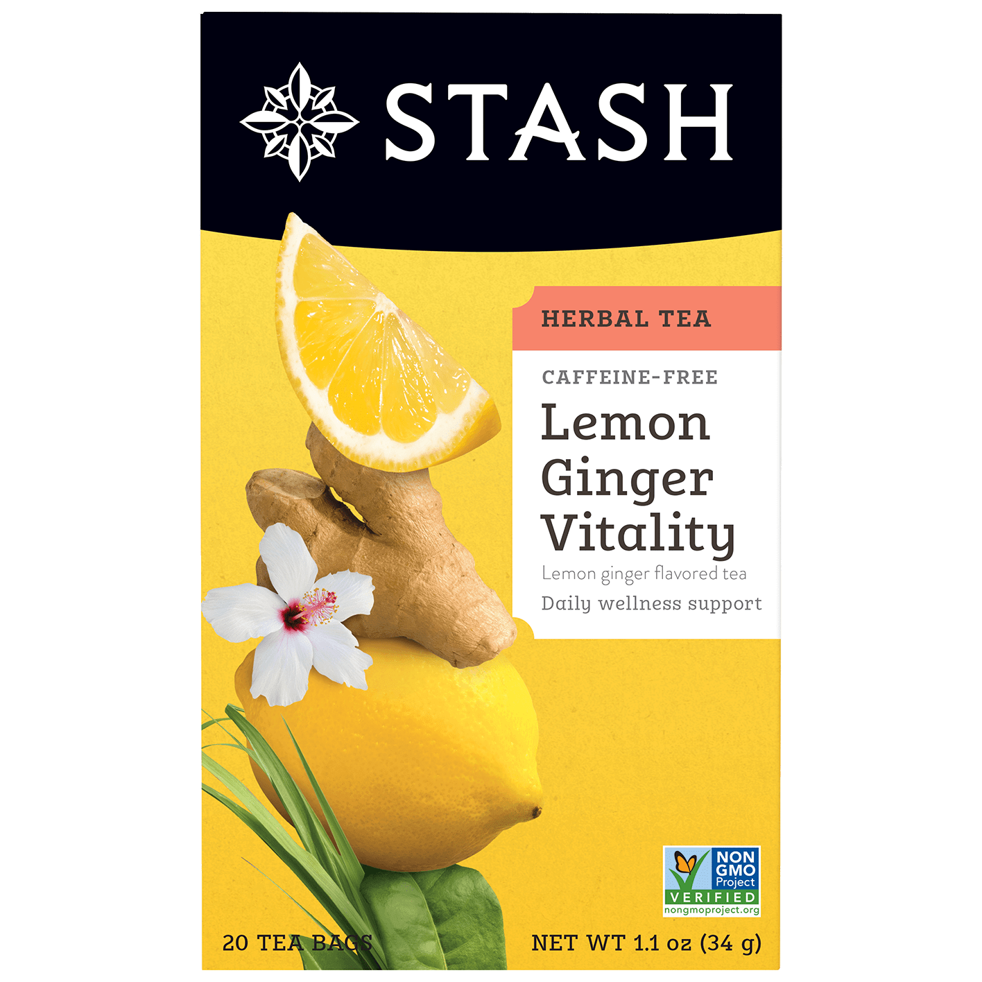 Lemon Ginger Vitality Herbal Tea Bags | Stash Tea