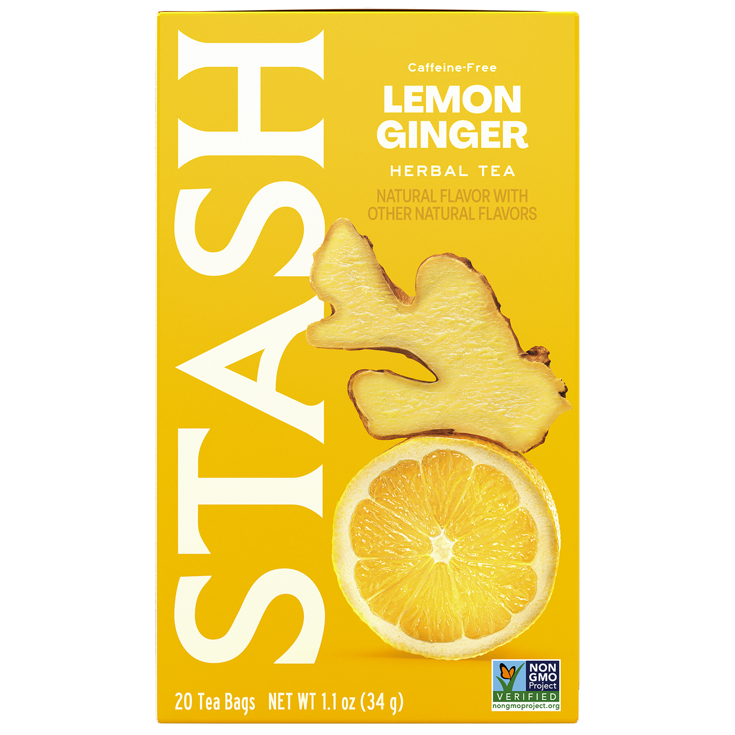 Stash Lemon Ginger Herbal Tea box front view of packaging