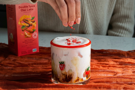 Strawberry Cold Foam Double Spice Chai Latte