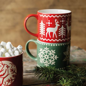 Forest Green Snowflake Stacking Mug 16 oz | Stash Tea