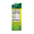 Green and yellow carton with nutrition facts label on a white background