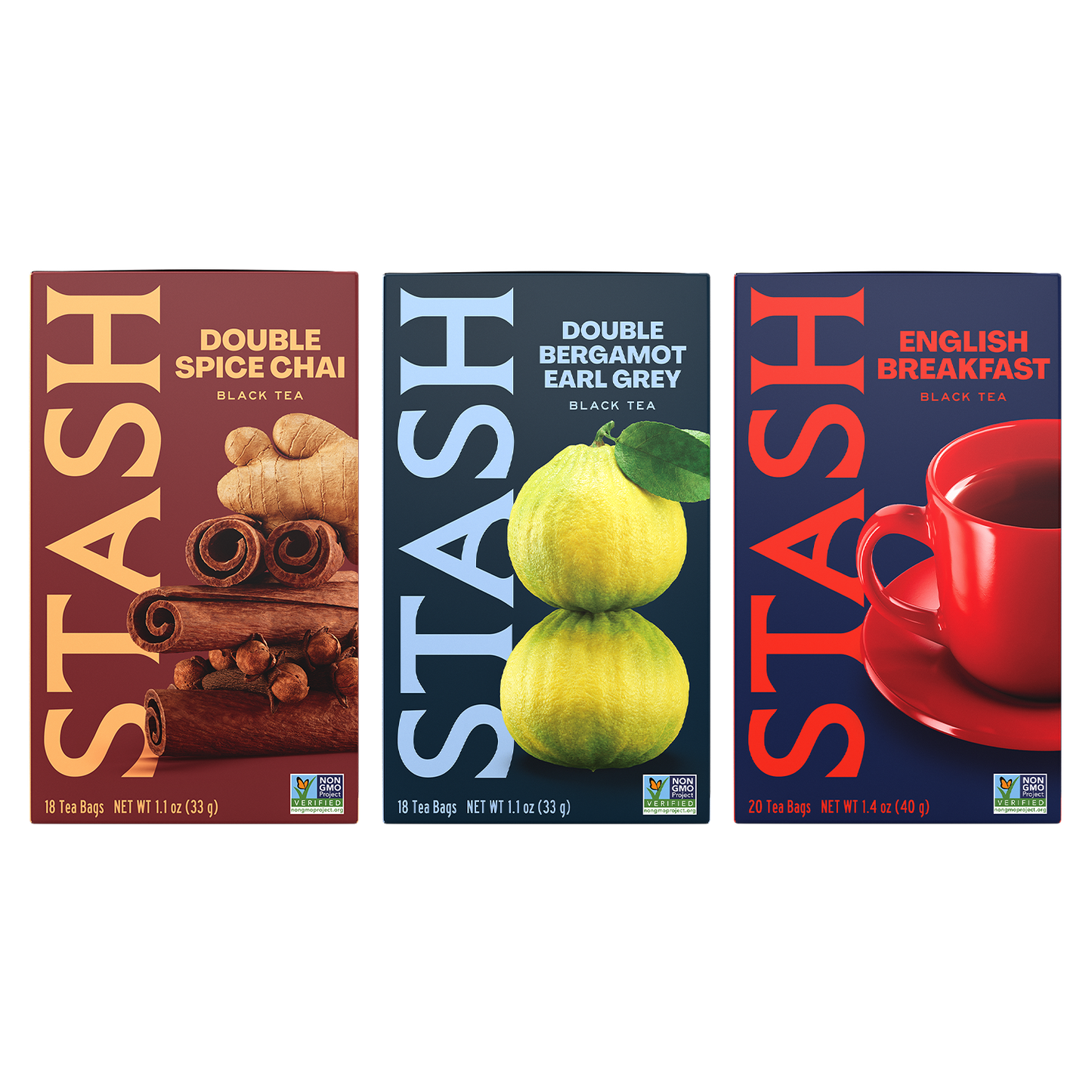 Bold Sips Bundle Double Spice Chai, Double Bergamot Earl Grey, English Breakfast