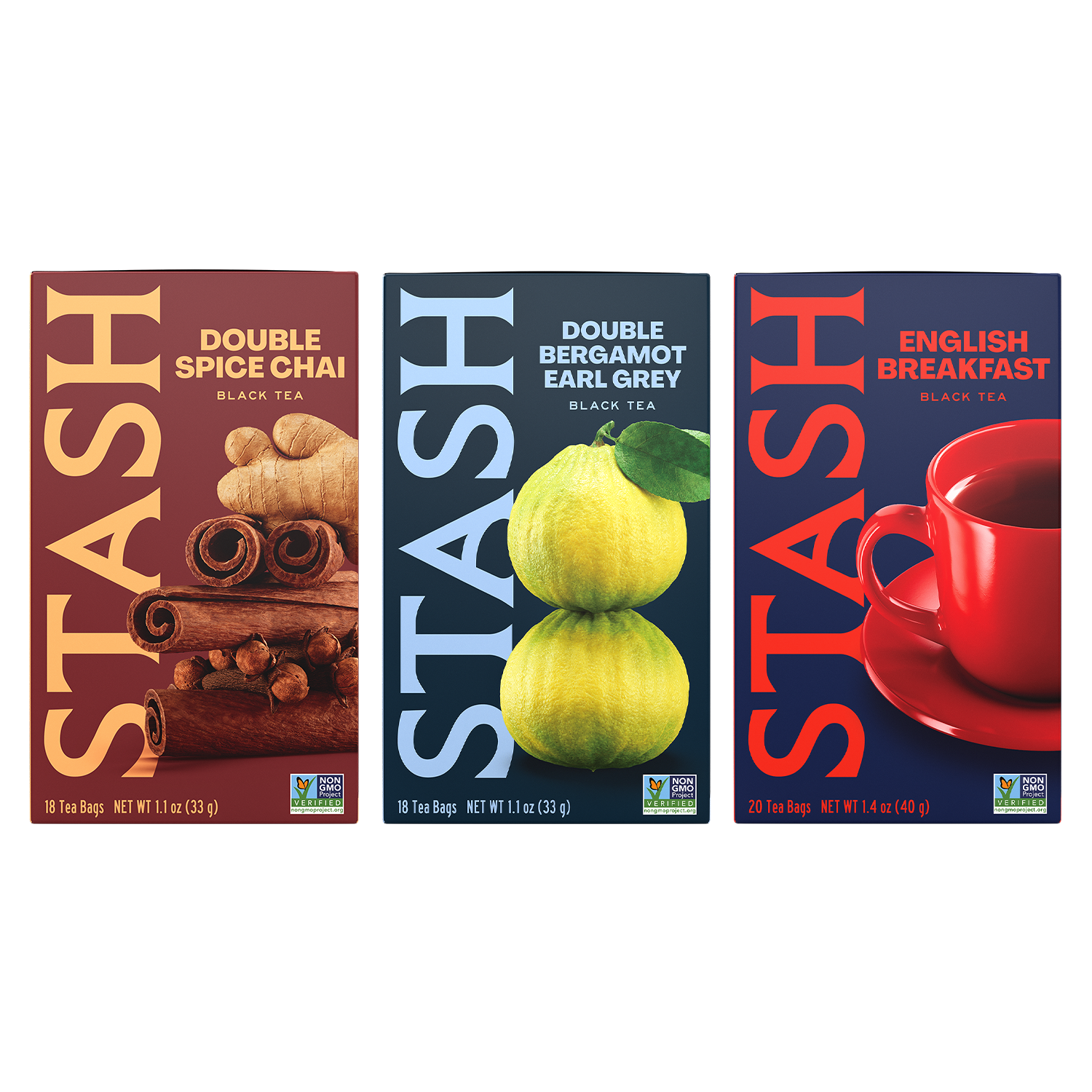 Bold Sips Bundle Double Spice Chai, Double Bergamot Earl Grey, English Breakfast