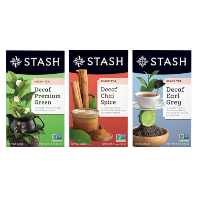 Decaf Sips Bundle Premium Green, Chai Spice, Earl Grey