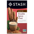 Stash Double Spice Chai tea package with cinnamon sticks and spices on a white background
