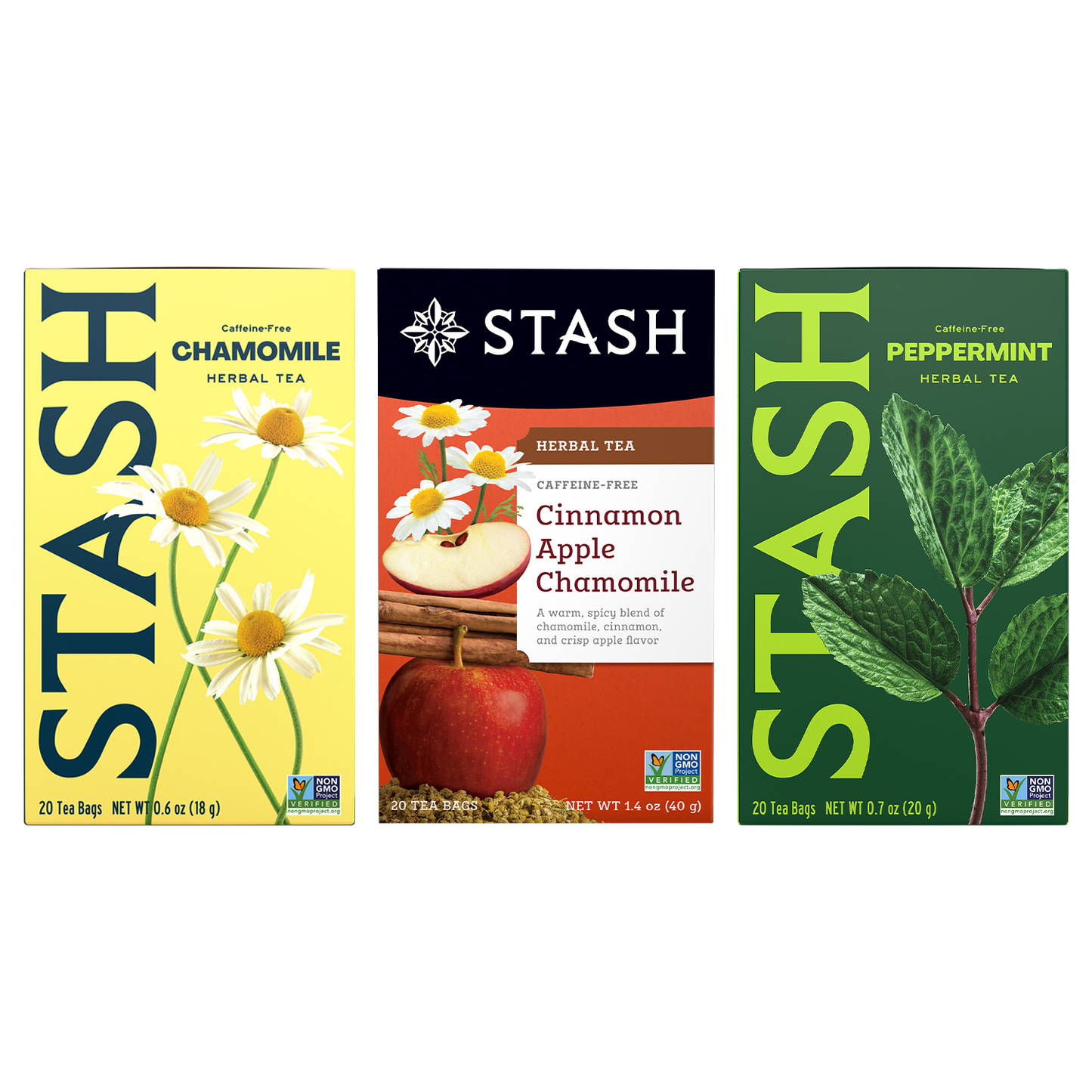 Reset Sips Bundle Chamomile, Cinnamon Apple Chamomile, Peppermint