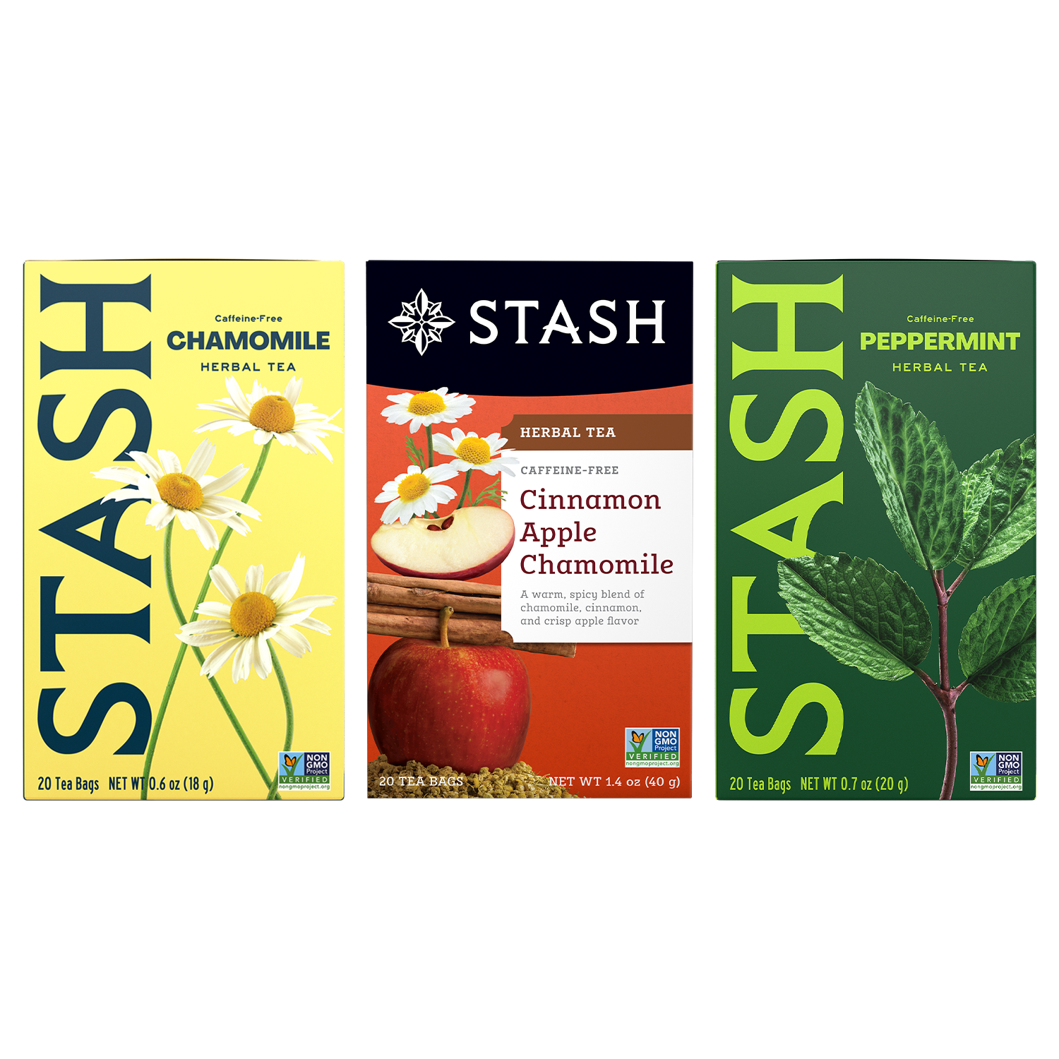 Reset Sips Bundle Chamomile, Cinnamon Apple Chamomile, Peppermint