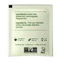 A single Stash Tea tea packet shown flat against a white background, displaying the back side with ingredients listed in English and French, brewing temperature and time, and certification logos.
