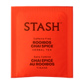 A single red-orange foil tea packet from the brand STASH, labeled 'Caffeine-Free Rooibos Chai Spice Herbal Tea' in dark brown text, shown on a plain white background.