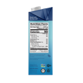 Nutrition facts label on a blue carton with white text