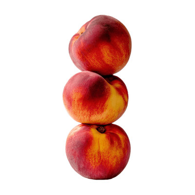 Three peaches stacked on top of each other 