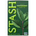 Stash Peppermint Herbal Tea package with green leaves front view of box