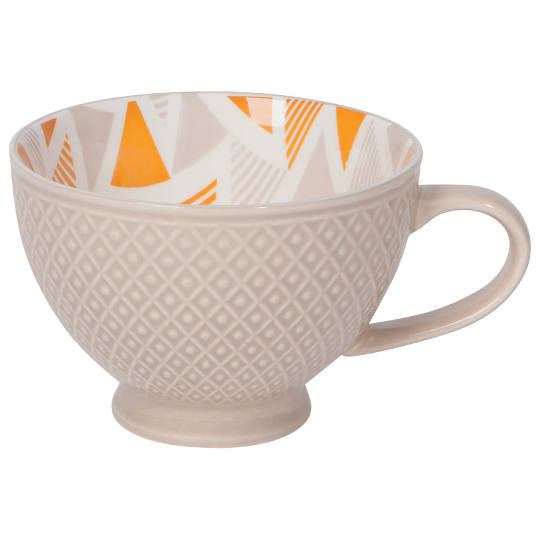 Taupe & Orange Latte Mug 12 oz | Stash Tea