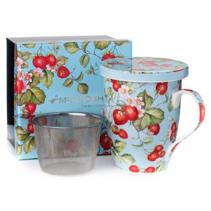 Strawberries Forever Infuser Mug with Lid In Gift Box 15 oz | Stash Tea