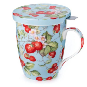 Strawberries Forever Infuser Mug with Lid In Gift Box 15 oz | Stash Tea