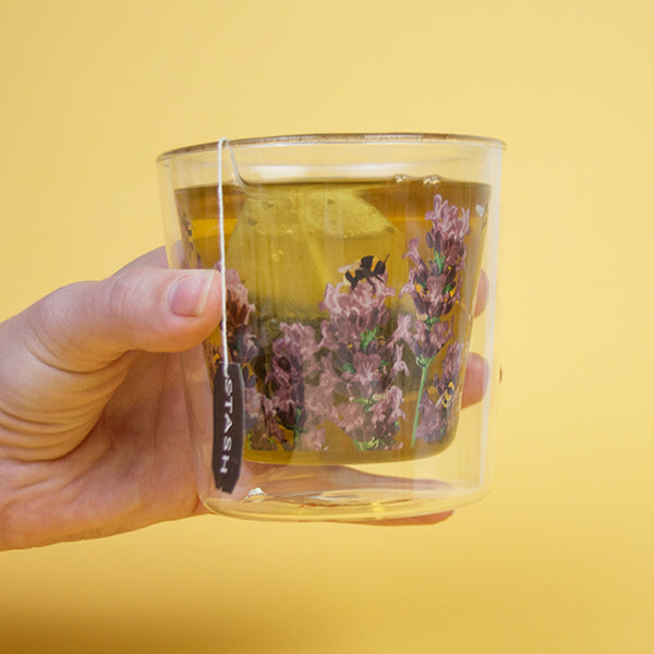 Bees & Lavender Medium Double-Wall Tea Glass