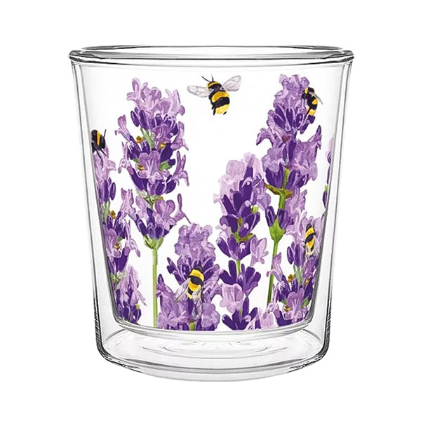 Bees & Lavender Medium Double-Wall Tea Glass 10 oz | Stash Tea