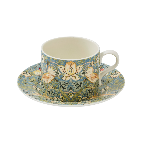 Morris & Co Strawberry Thief Tea Cup & Saucer 10 oz | Stash Tea