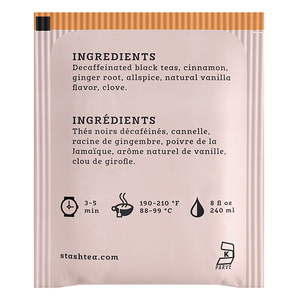 Decaf Vanilla Chai Black Tea Bags | Stash Tea