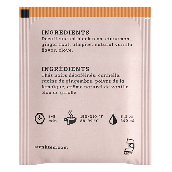 Decaf Vanilla Chai Black Tea Bags Stash Tea