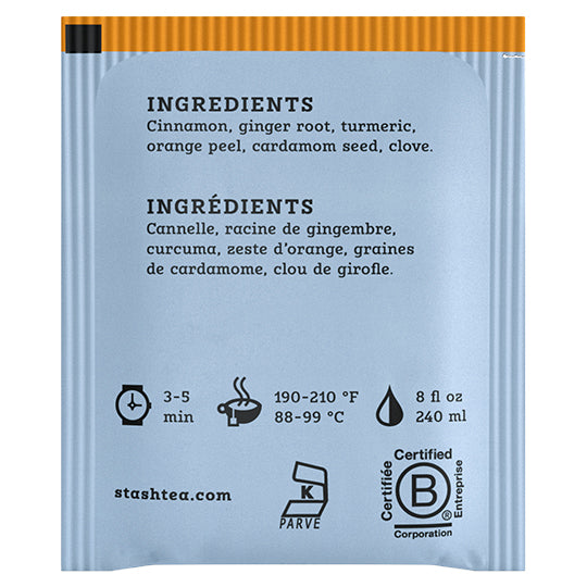 Golden Turmeric Chai Herbal Tea Bags Stash Tea