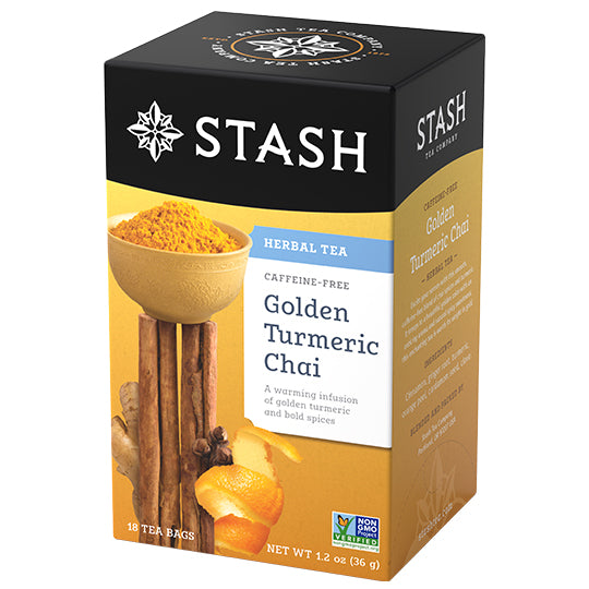Golden Turmeric Chai Herbal Tea Bags | New Turmeric Tea | Stash Tea