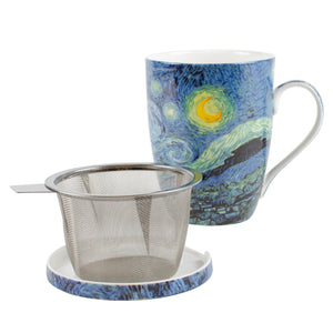 Van Gogh Starry Night Infuser Mug with Lid in Gift Box