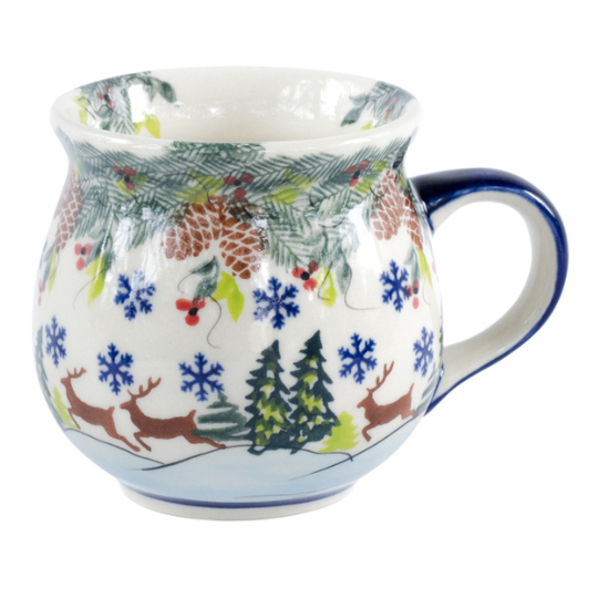 Polish Pottery Reindeer Bubble Stoneware Mug 11 oz | Stash Tea